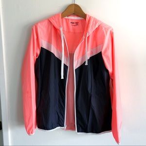 FILA Jacket - Coral Pink, Gray, White - Size S